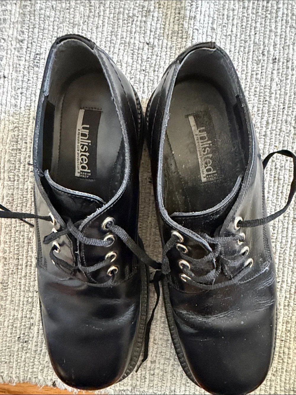 Men's Black Leather Lace-Up Shoes